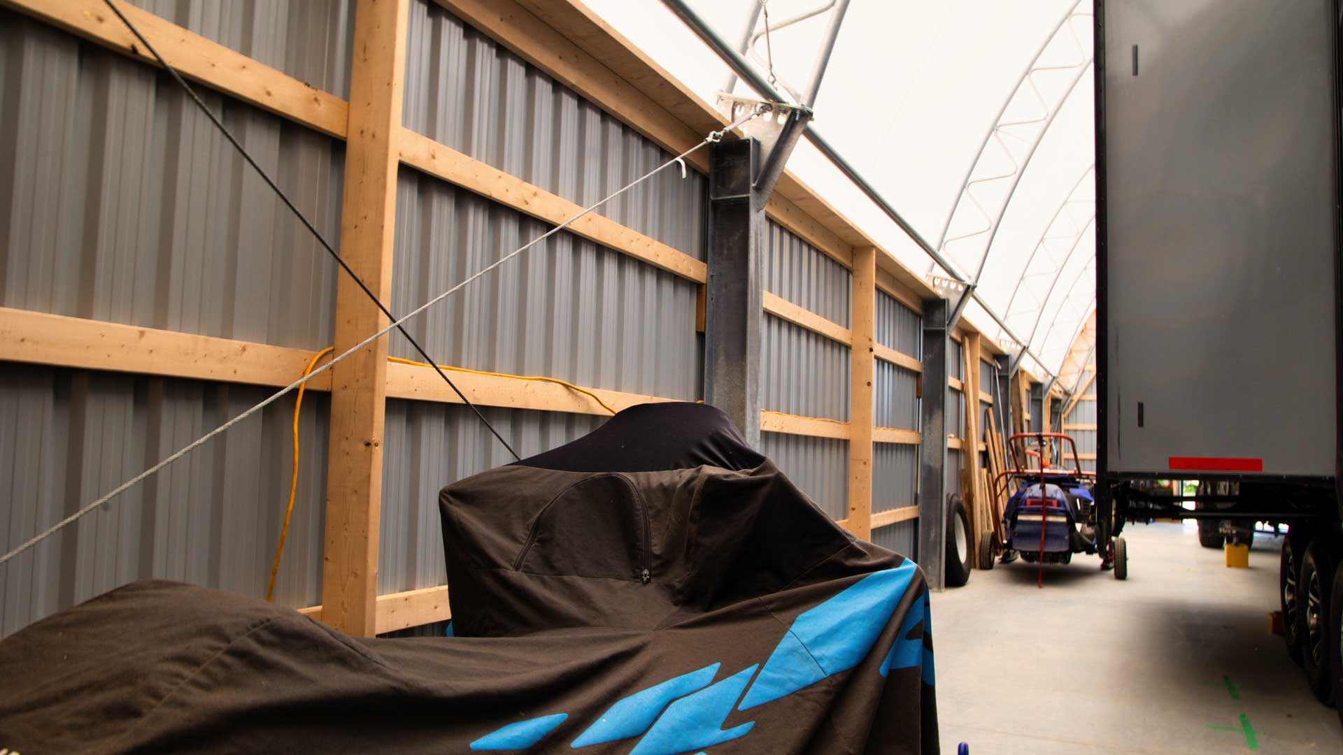 fabric covered commercial equipment storage and warehousing